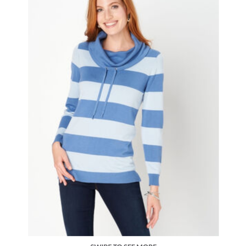 Striped Cowl Neck Pullover Sweater Sz SMALL NWT